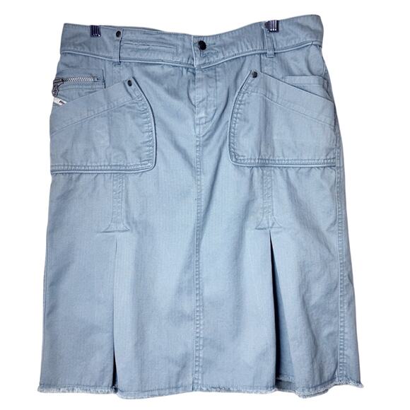 Vintage Diesel Grey Cargo Pockets Front Pleat Knee Length Skirt Women’s Size 32 - Picture 1 of 12